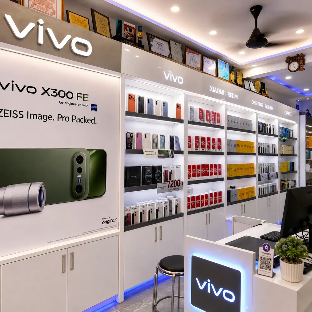 Vivo, Xiaomi, OnePlus, Realme and OPPO smartphone display wall